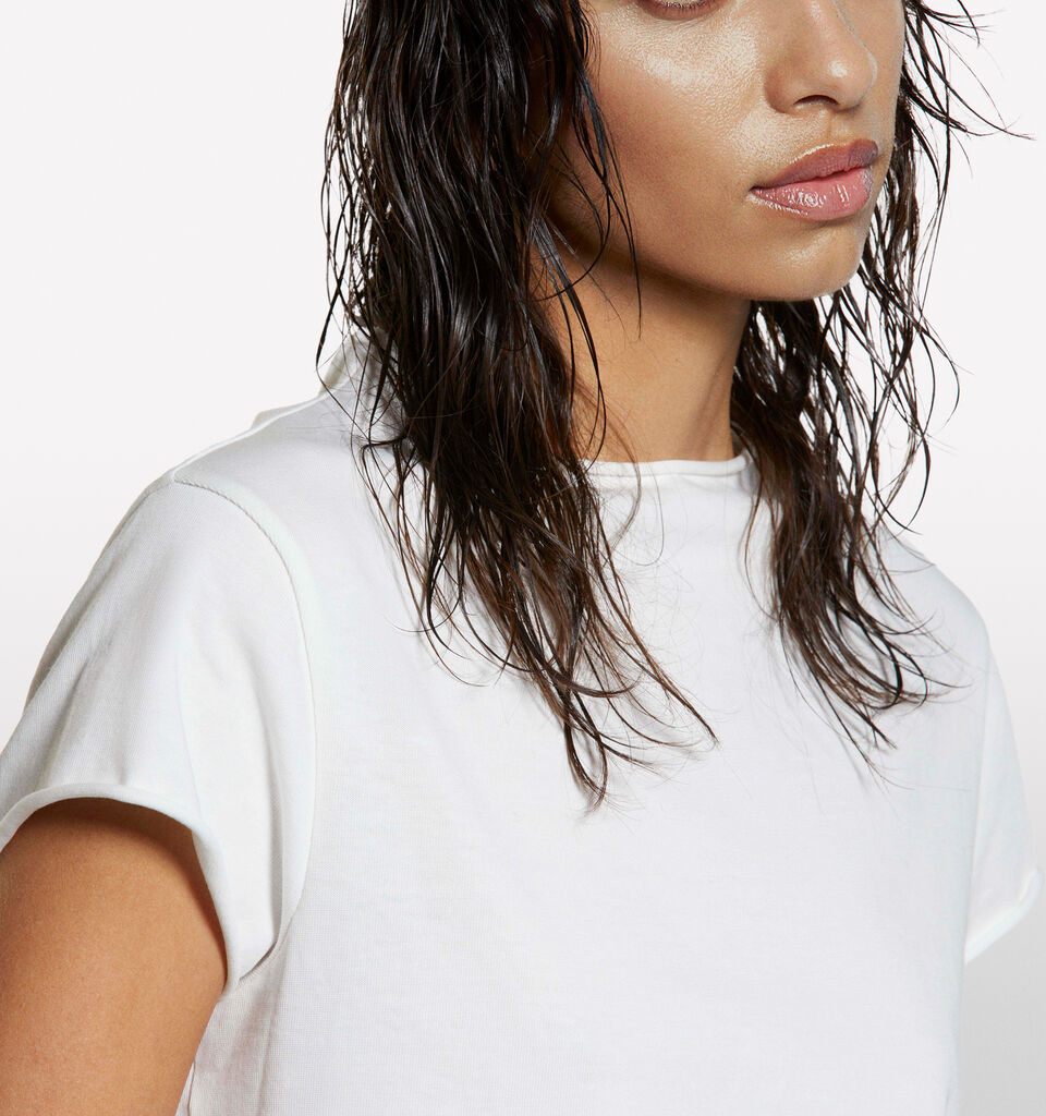 White t-shirt with halter neck - women's short sleeve t-shirts - White | Sisley image number 4